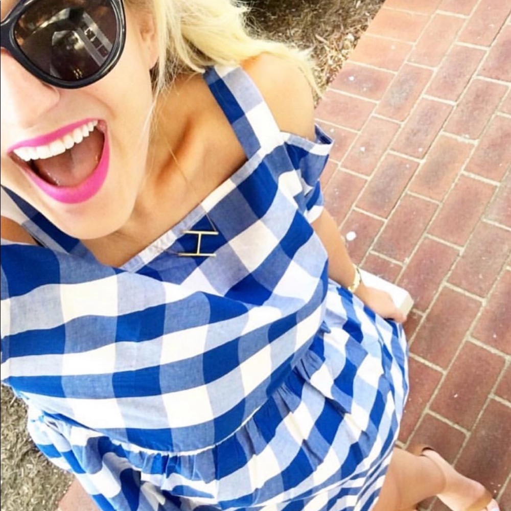 Shein blue and white gingham dress